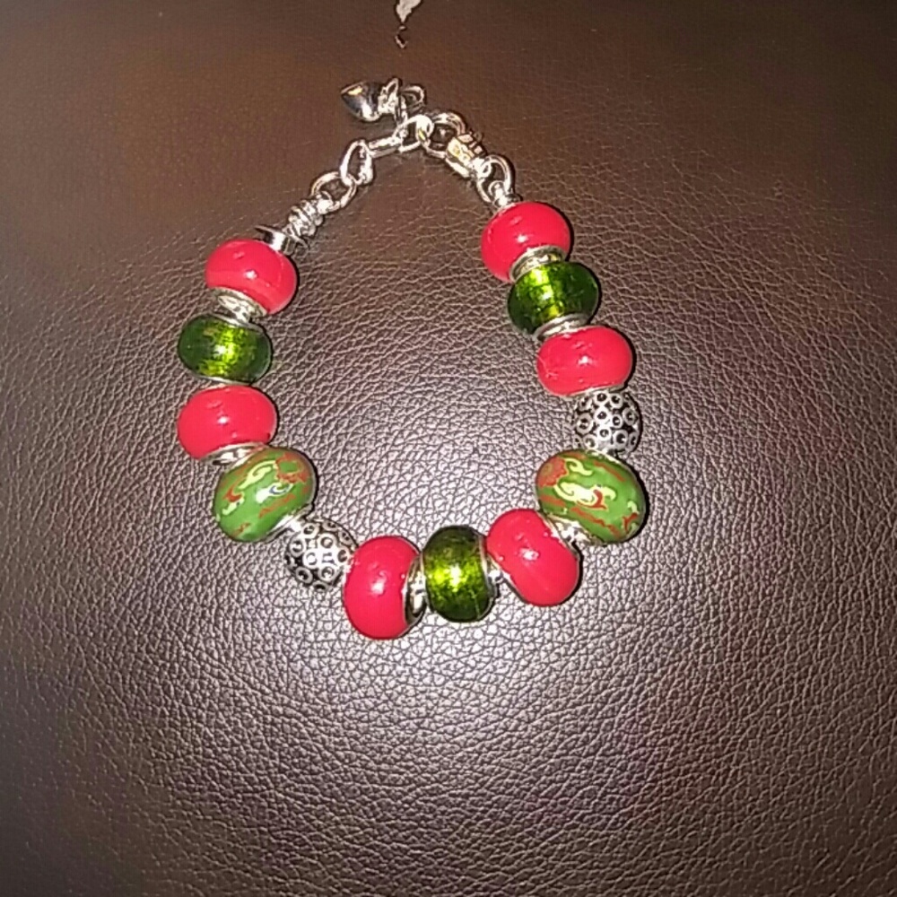 Red and green bead bracelet